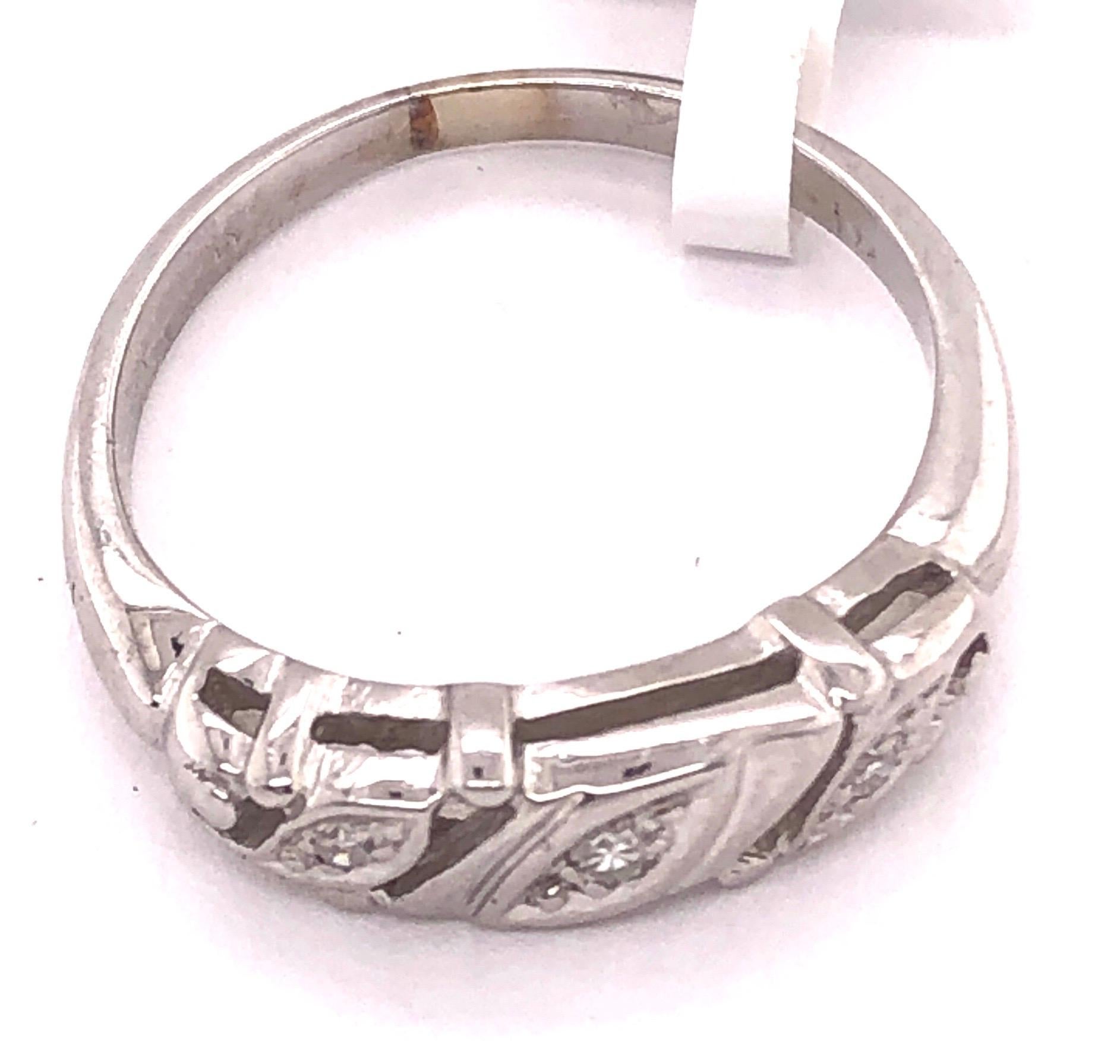 Round Cut 14 Karat White Gold Diamond Wedding Band Bridal Ring with Five Diamonds For Sale