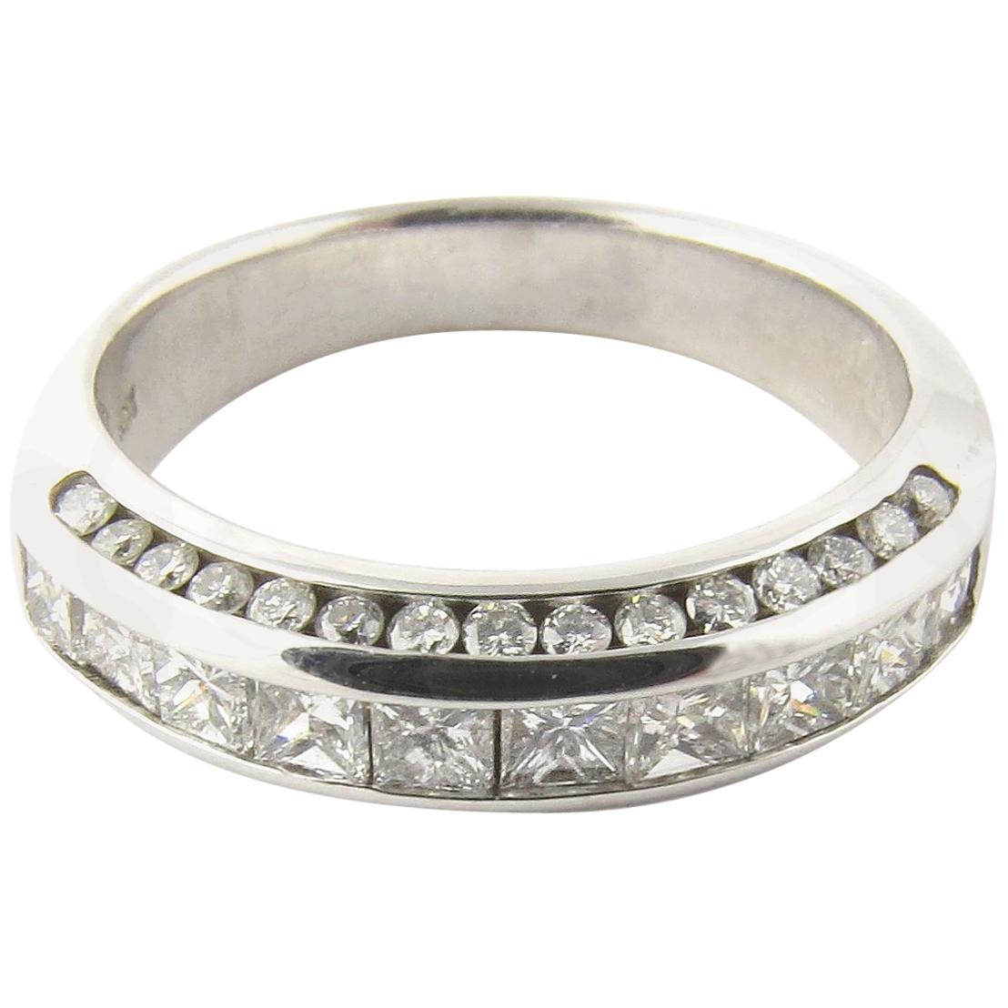 14 Karat White Gold Diamond Wedding Band at 1stDibs