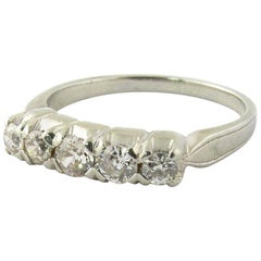 14 Karat White Gold Diamond Wedding Band Vintage 14 Karat White Gold Diamond Wedding Band