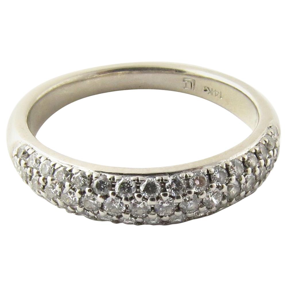 14 Karat White Gold Diamond Wedding Band For Sale