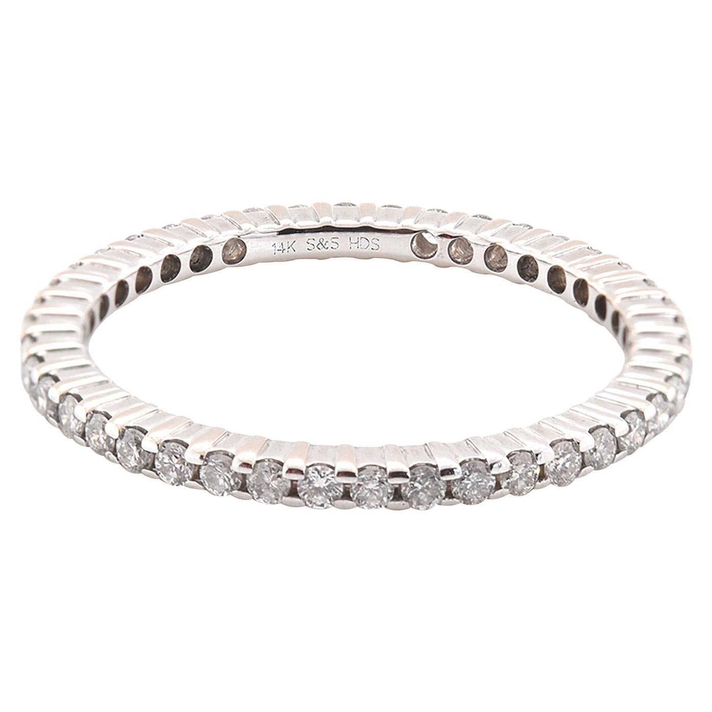 White Gold Wedding Band For Sale at 1stDibs