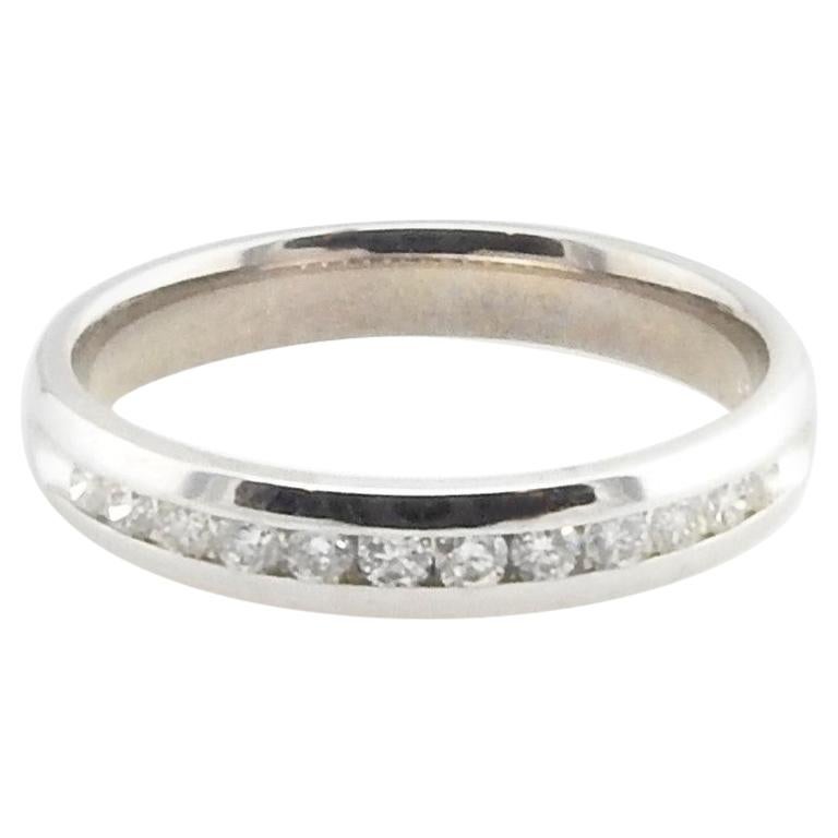 14 Karat White Gold Diamond Wedding Band For Sale