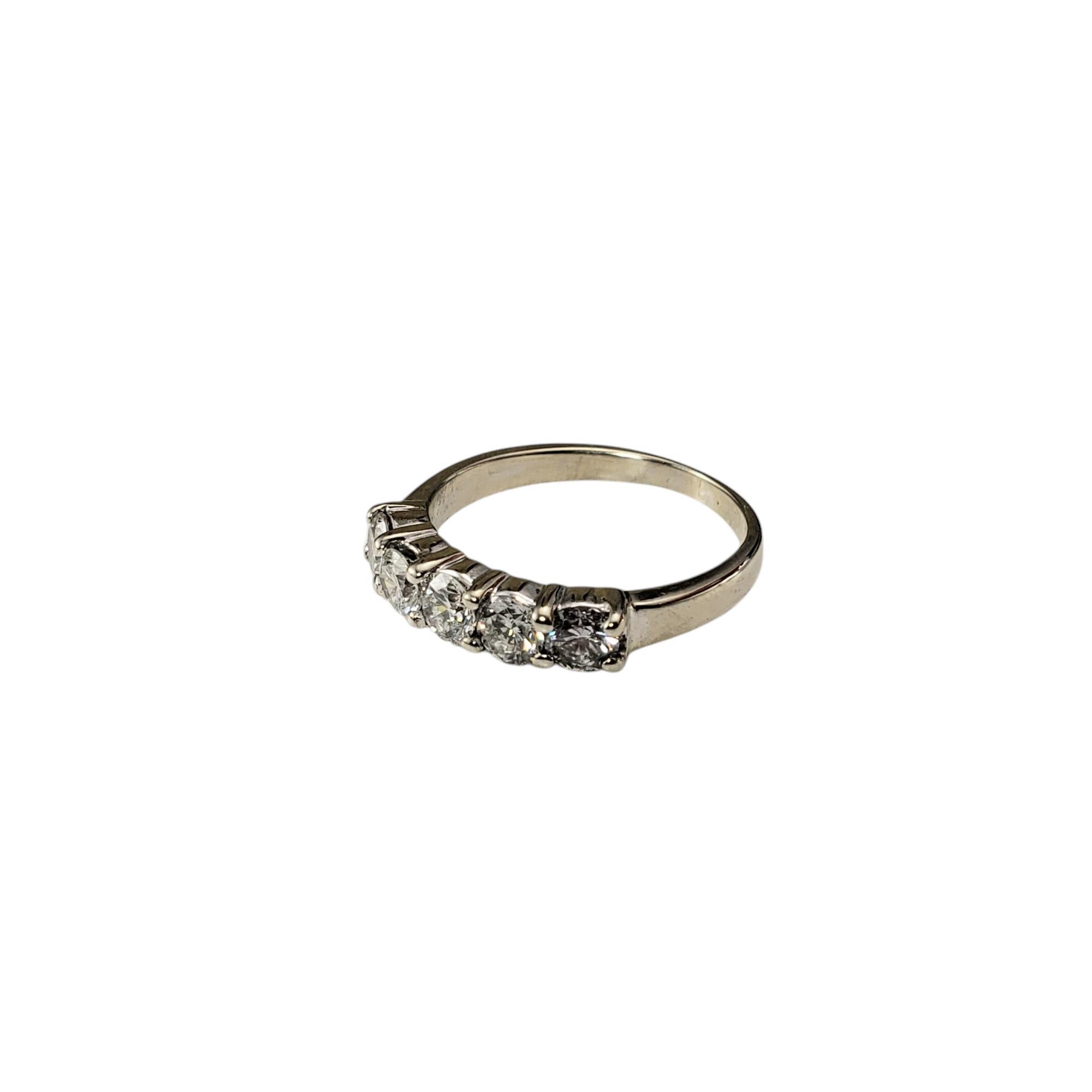 Contemporary 14 Karat White Gold Diamond Wedding Band Ring Size 5 #20516 For Sale