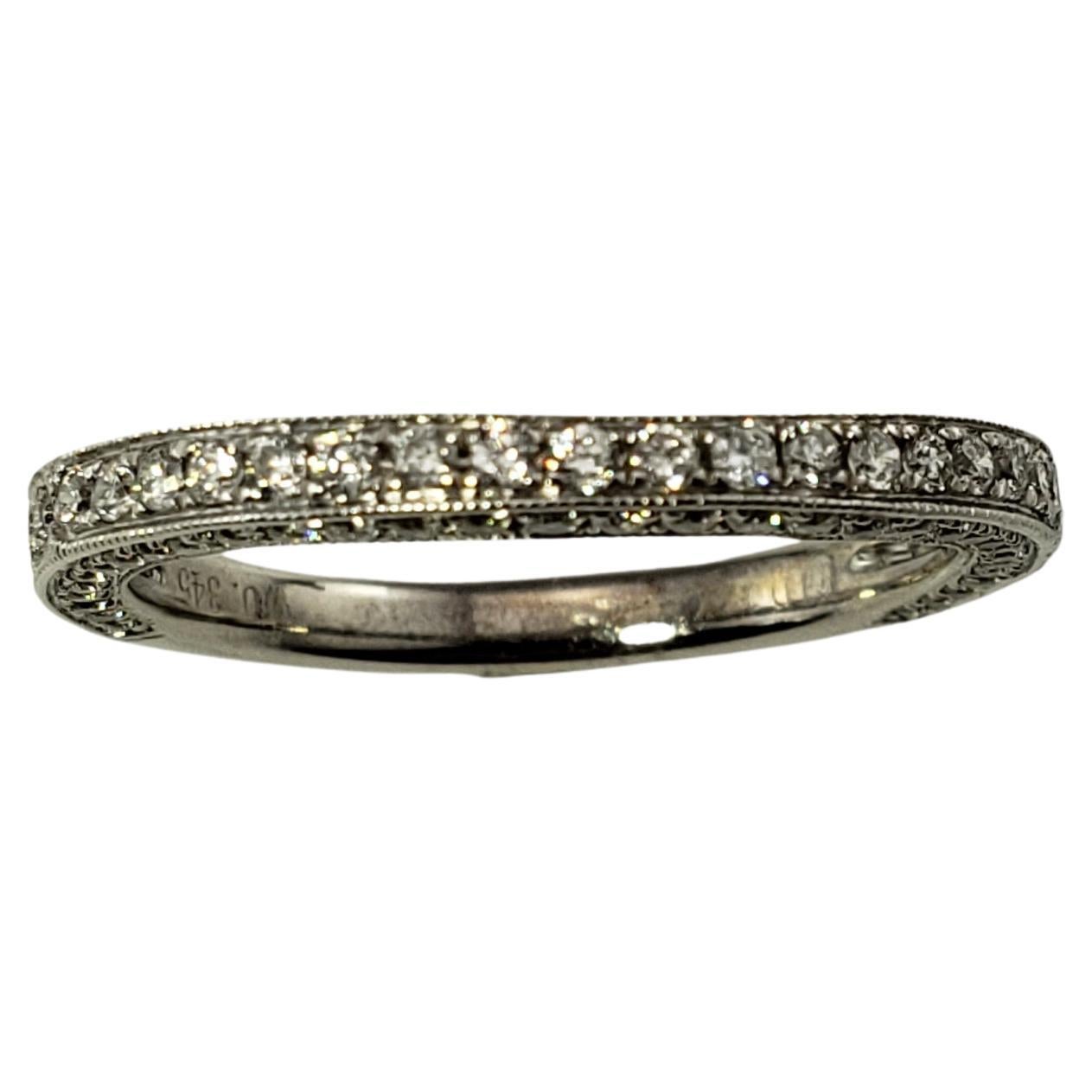 14 Karat White Gold Diamond Wedding Band Ring For Sale