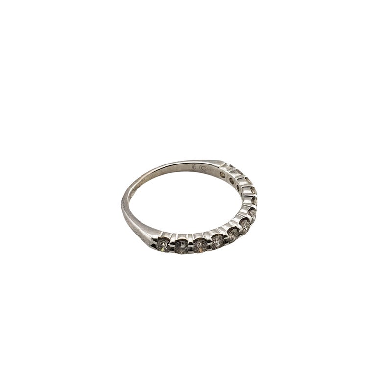 14 Karat White Gold Diamond Wedding Band Ring For Sale at 1stDibs