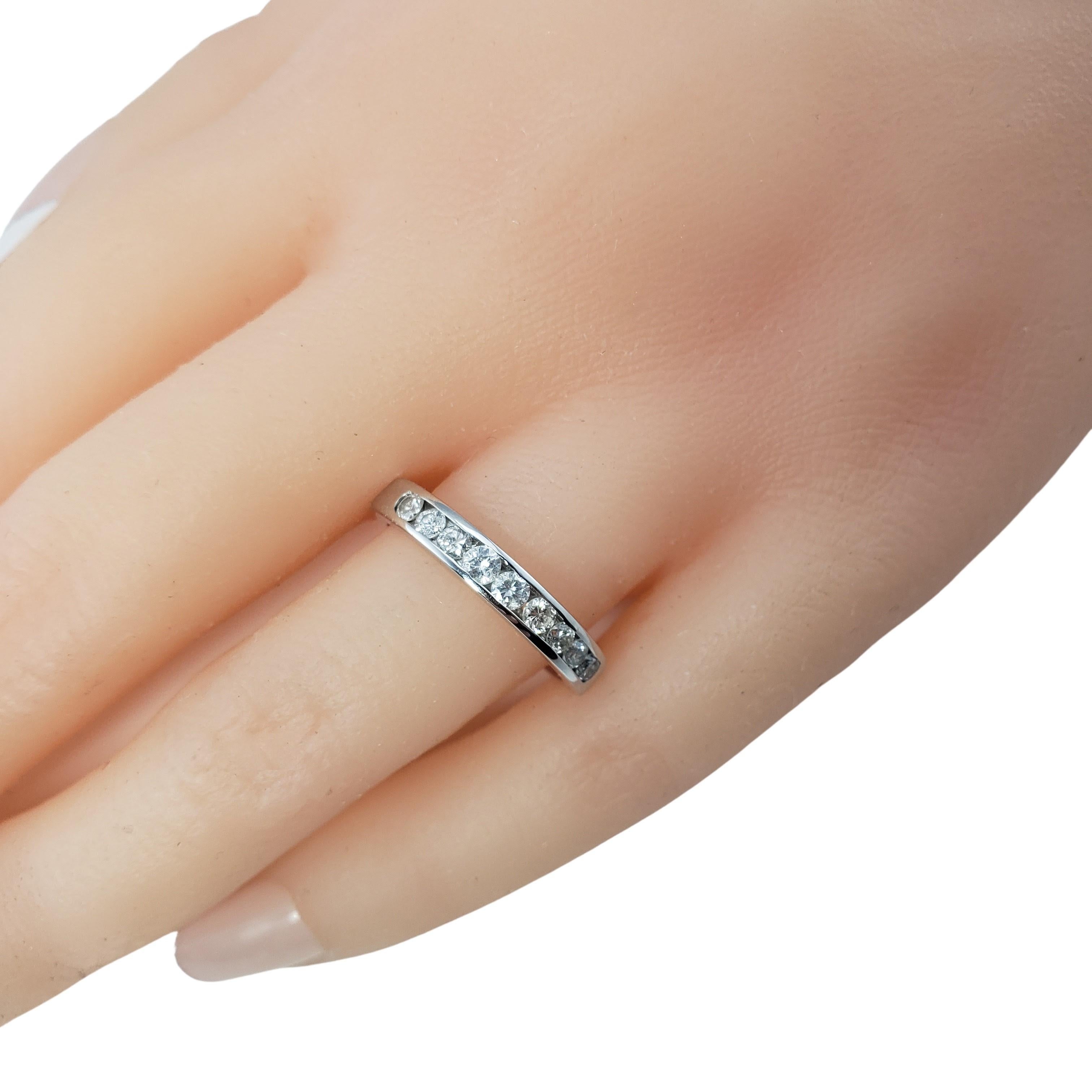  14 Karat White Gold Diamond Wedding Band Ring Size 6.5 For Sale 2