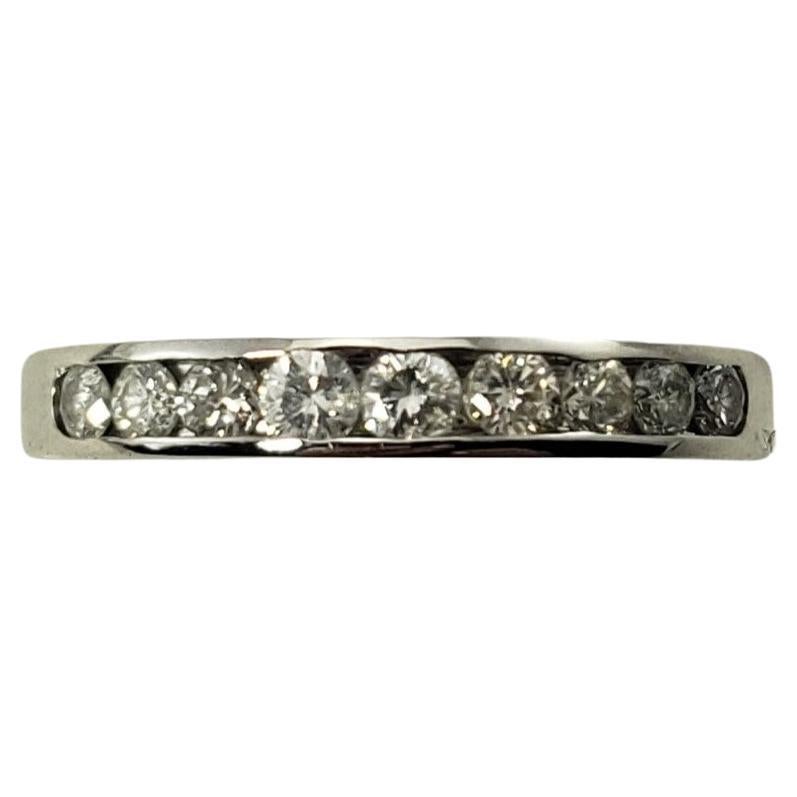  14 Karat White Gold Diamond Wedding Band Ring Size 6.5 For Sale