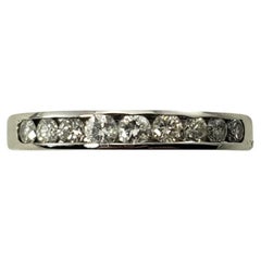Vintage  14 Karat White Gold Diamond Wedding Band Ring Size 6.5
