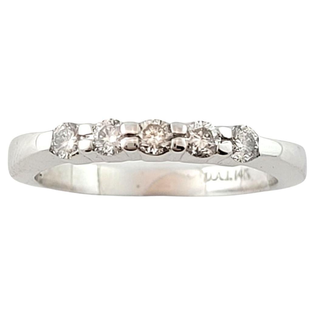 14 Karat White Gold Diamond Wedding Band Ring For Sale