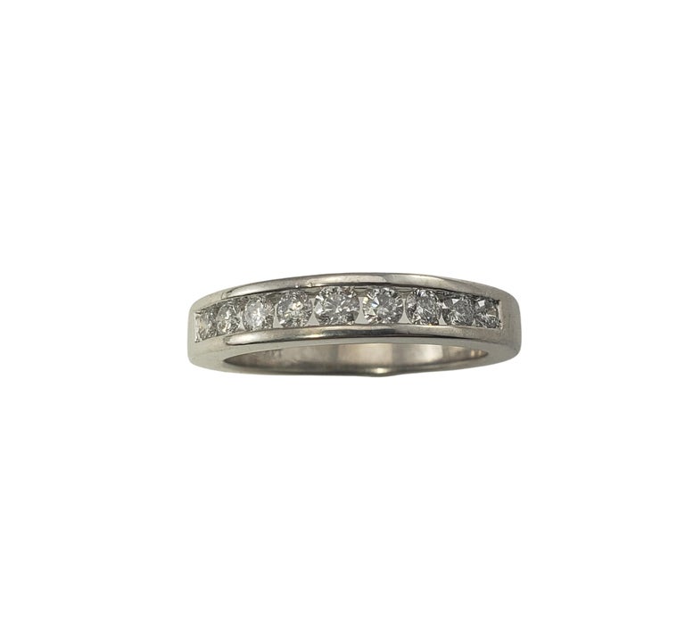 14 Karat White Gold Diamond Wedding Band Ring For Sale at 1stDibs