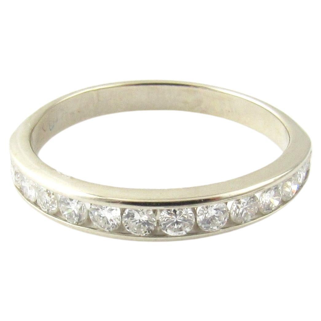 14 Karat White Gold Diamond Wedding Band Ring For Sale