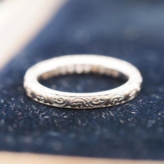 14 Karat White Gold Diamond Wedding Band with Engraving