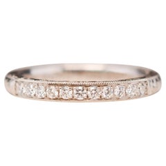 14 Karat White Gold Diamond Wedding Band with Engraving