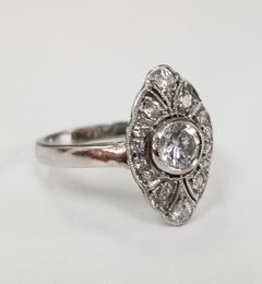 14 Karat White Gold Diamond Wedding Vintage Looking Ring