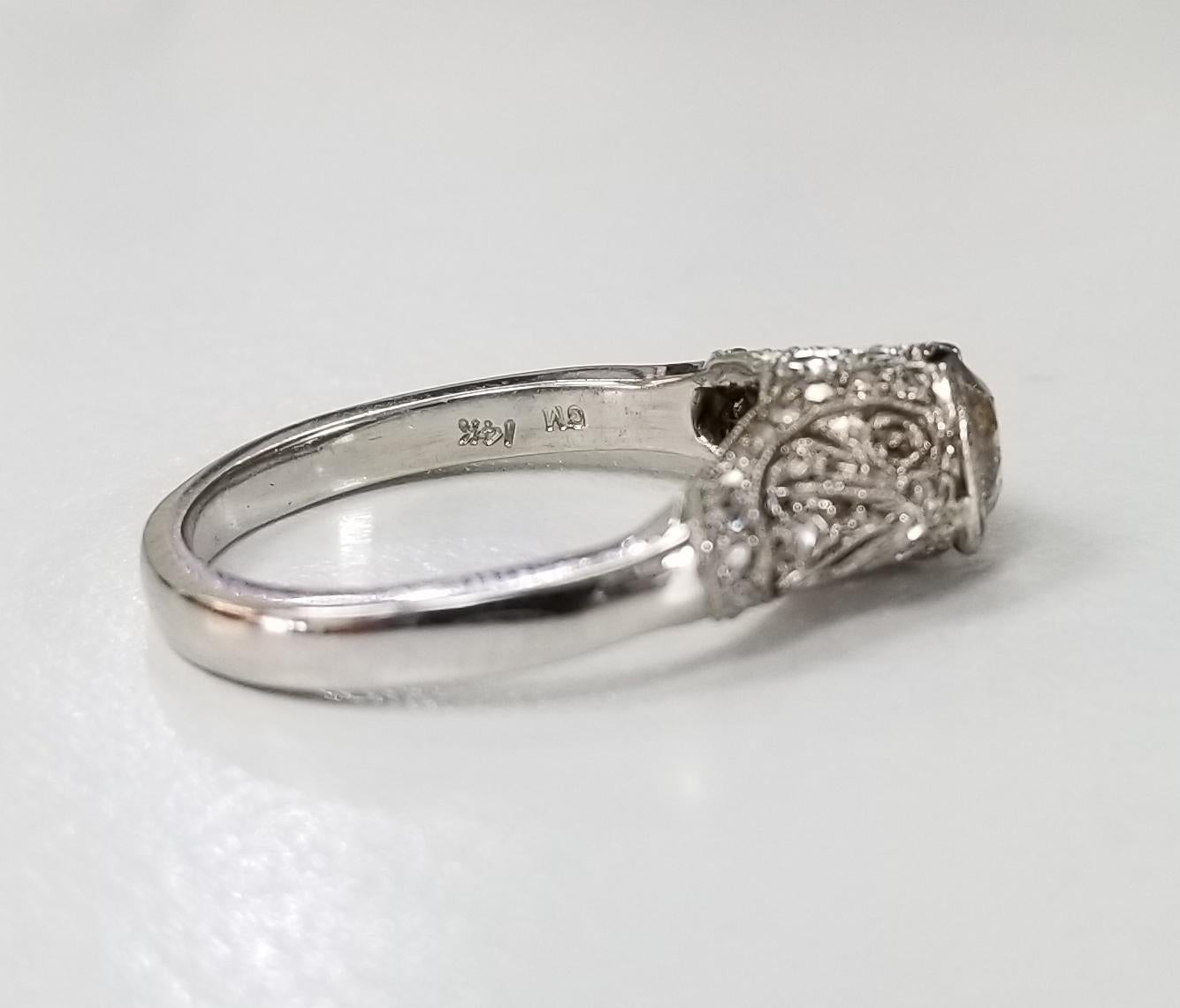 14 Karat Weißgold Diamant Hochzeit Vintage aussehender Ring (Retro) im Angebot