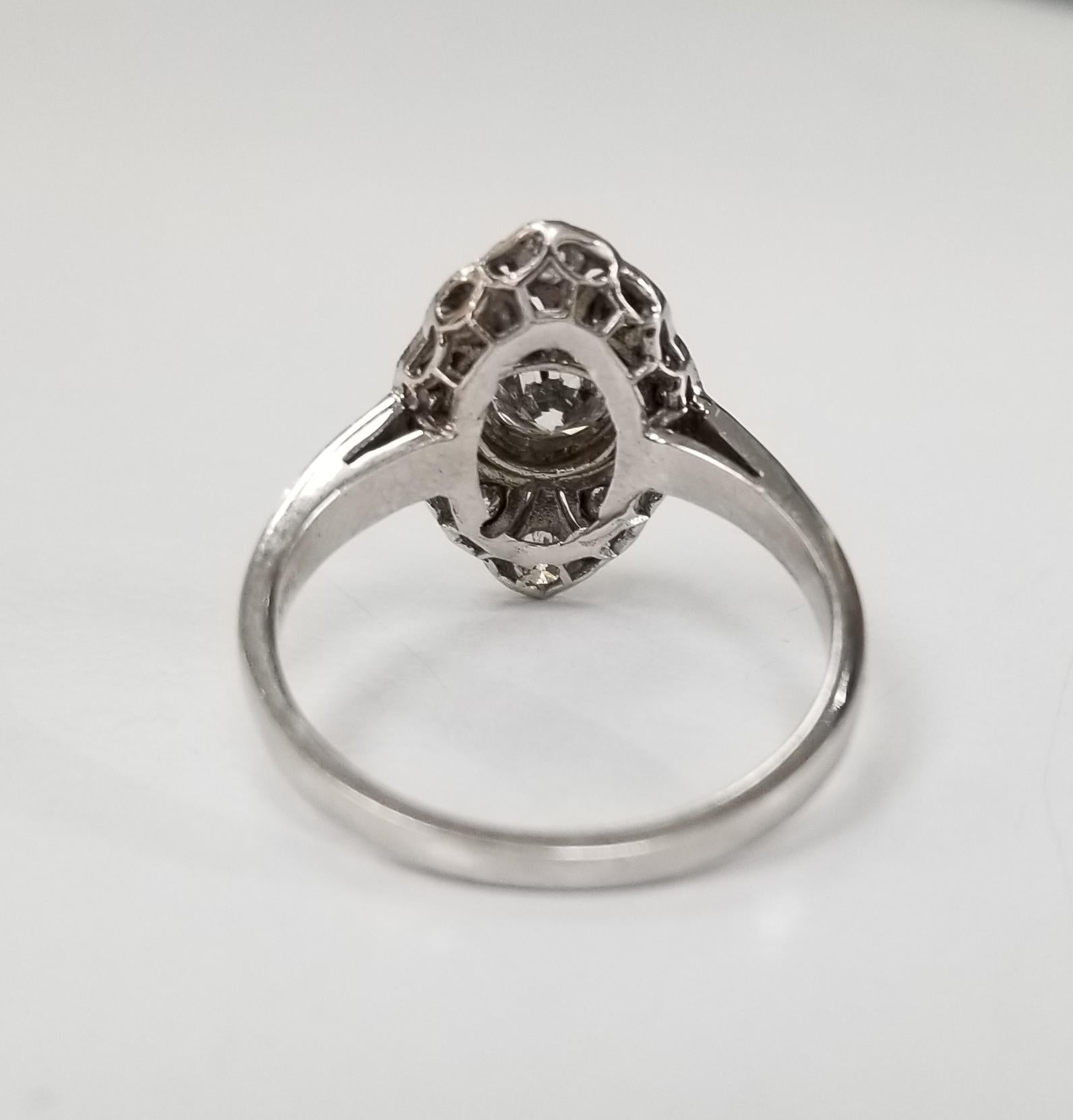 Retro 14 Karat White Gold Diamond Wedding Vintage Looking Ring For Sale