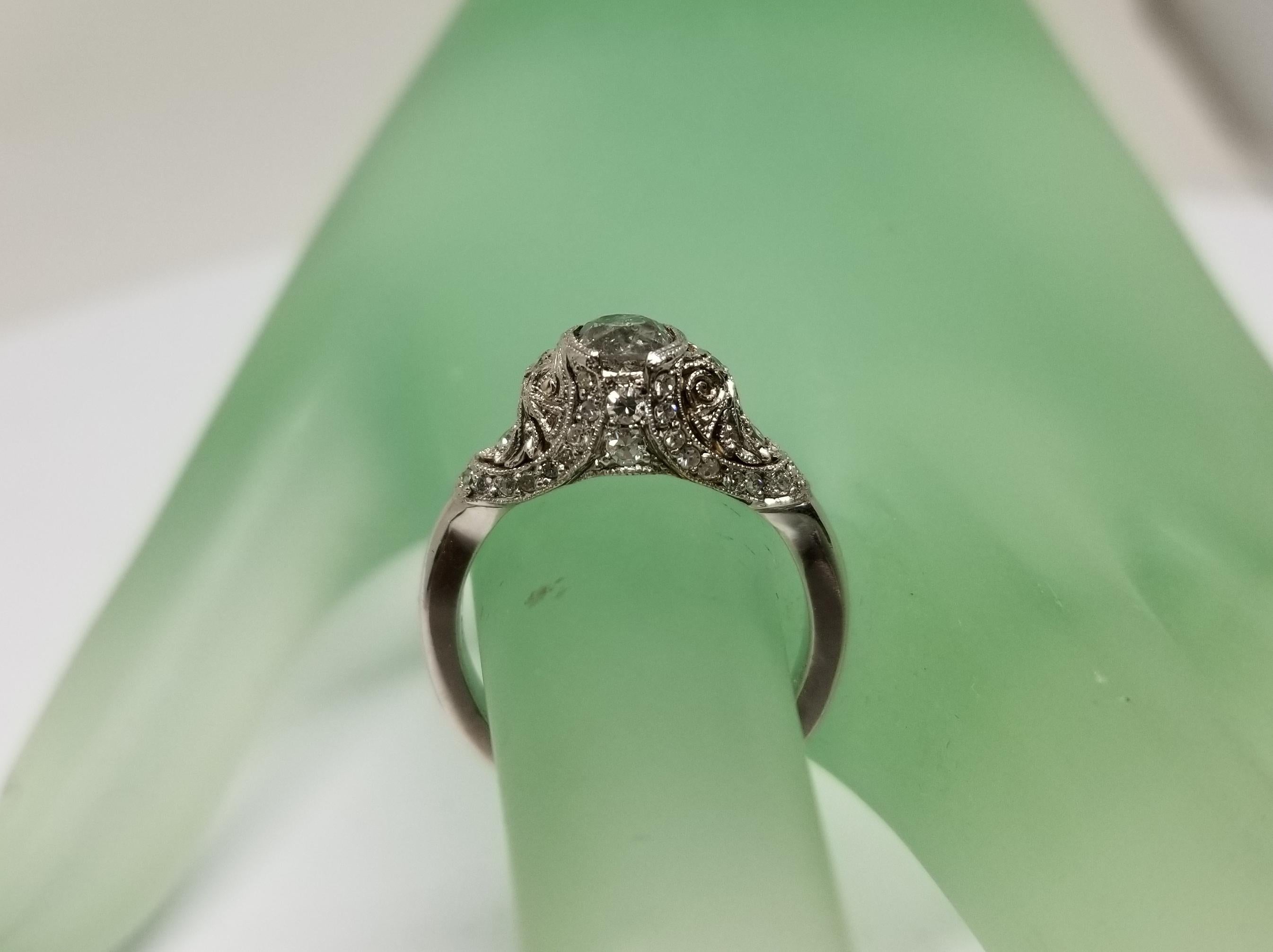 14 Karat White Gold Diamond Wedding Vintage Looking Ring For Sale 1