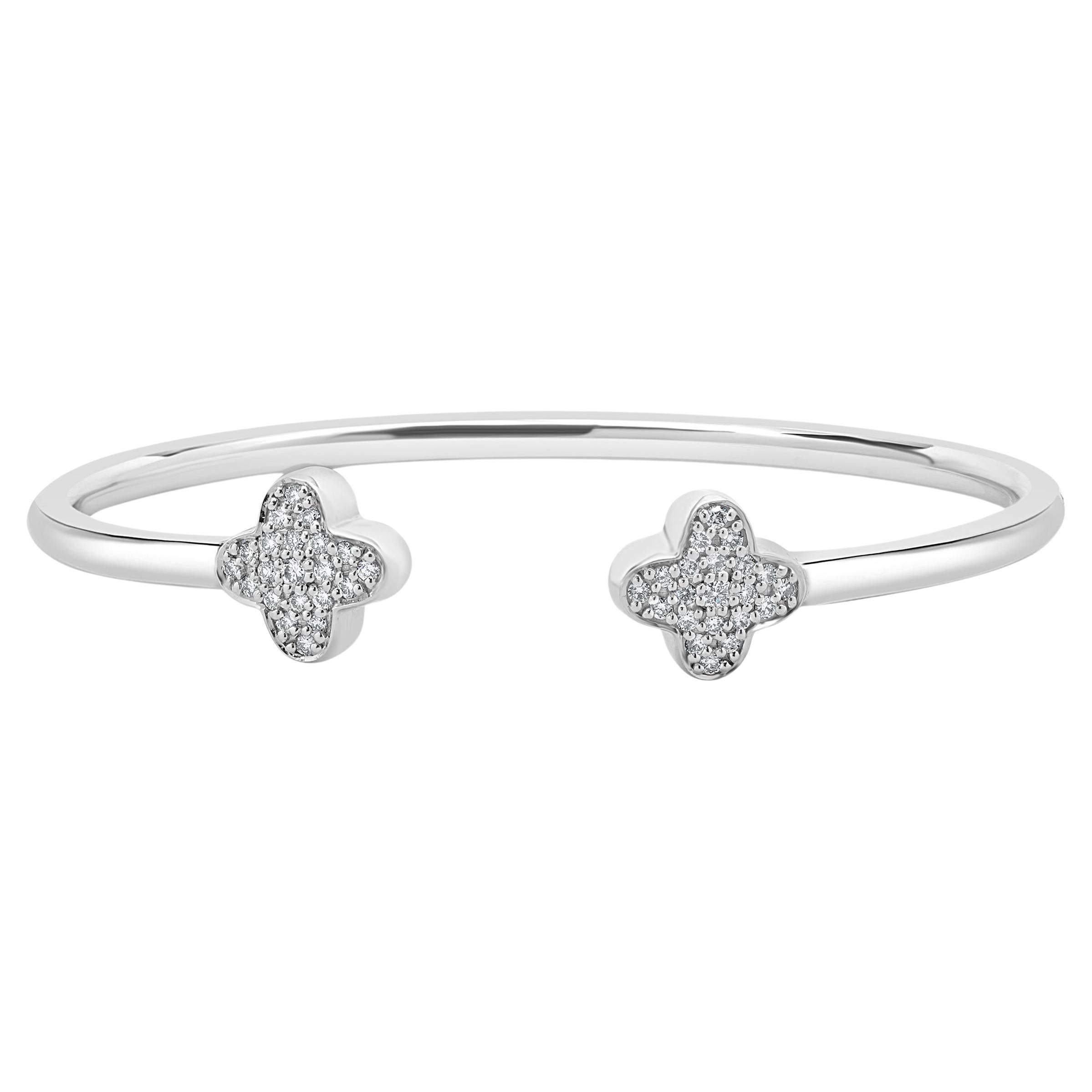 18 Karat White Gold Diamond X Cuff Bracelet