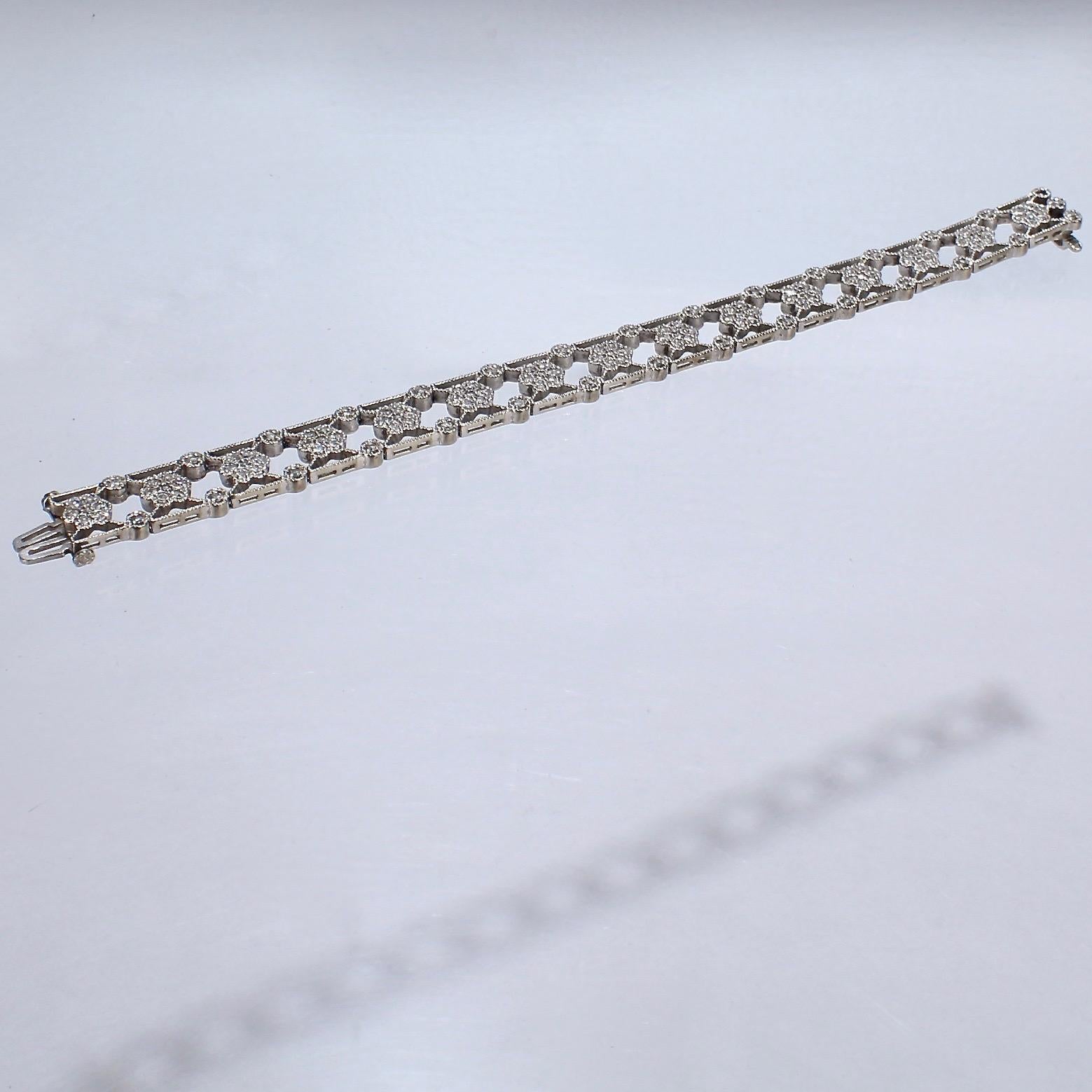 Modern 14 Karat White Gold and Diamond X-Link Bracelet