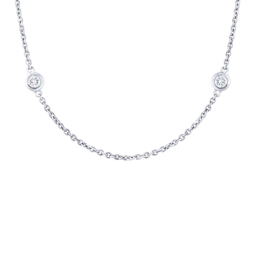 14 Karat White Gold Diamonds 0.77 Carat by the Yard Chain Necklace In New Condition For Sale In New York, NY