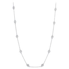 Collana a catena in oro bianco 14 carati con diamanti da 0,77 carati