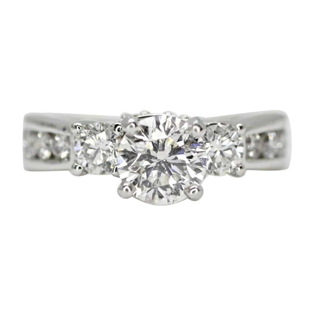 14 Karat White Gold Diamonds 3-Stone Engagement Ring