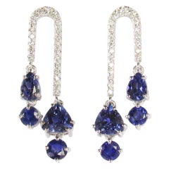 14 Karat White Gold Diamonds and Iolite Earrings