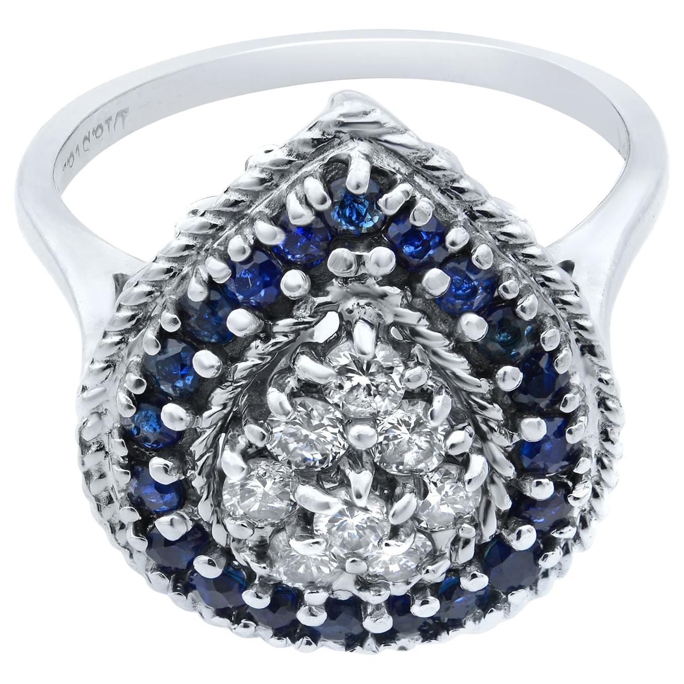 White Gold Diamond Pear Shaped Opal Ring at 1stDibs