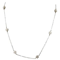 14 Karat Weißgold Diamanten pro Yard 2-seitige Blume Halskette