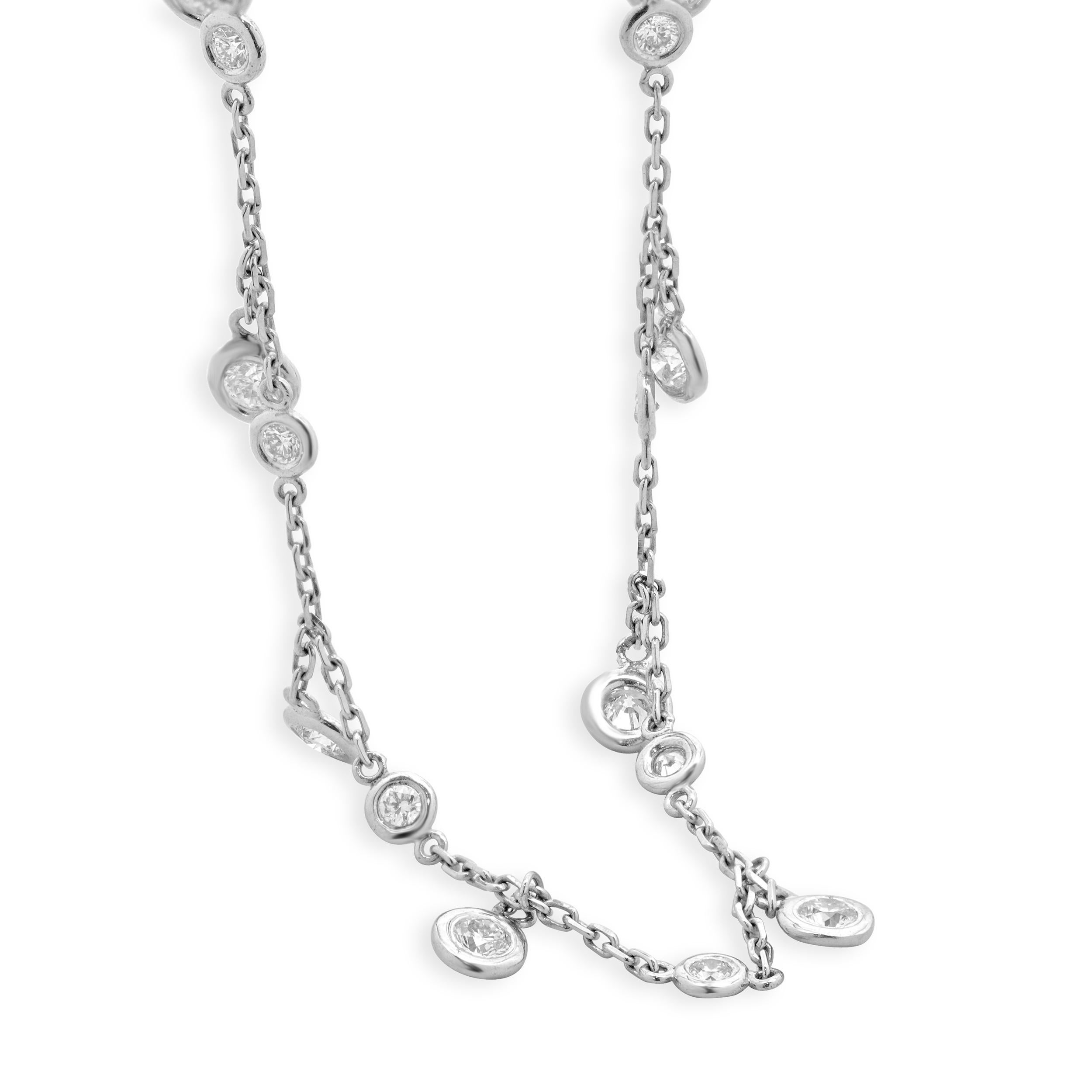 14 Karat White Gold Diamonds By The Yard Dangle Necklace In Excellent Condition For Sale In Scottsdale, AZ