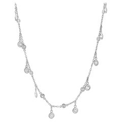 14 Karat White Gold Diamonds By The Yard Dangle Necklace
