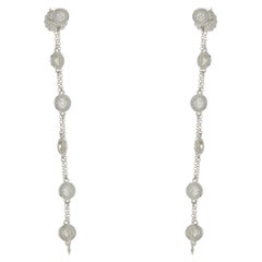 14 Karat White Gold Diamonds by the Yard Drop Earrings