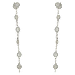 14 Karat White Gold Diamonds by the Yard Drop Earrings