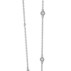 14 Karat White Gold Diamond Station Necklace