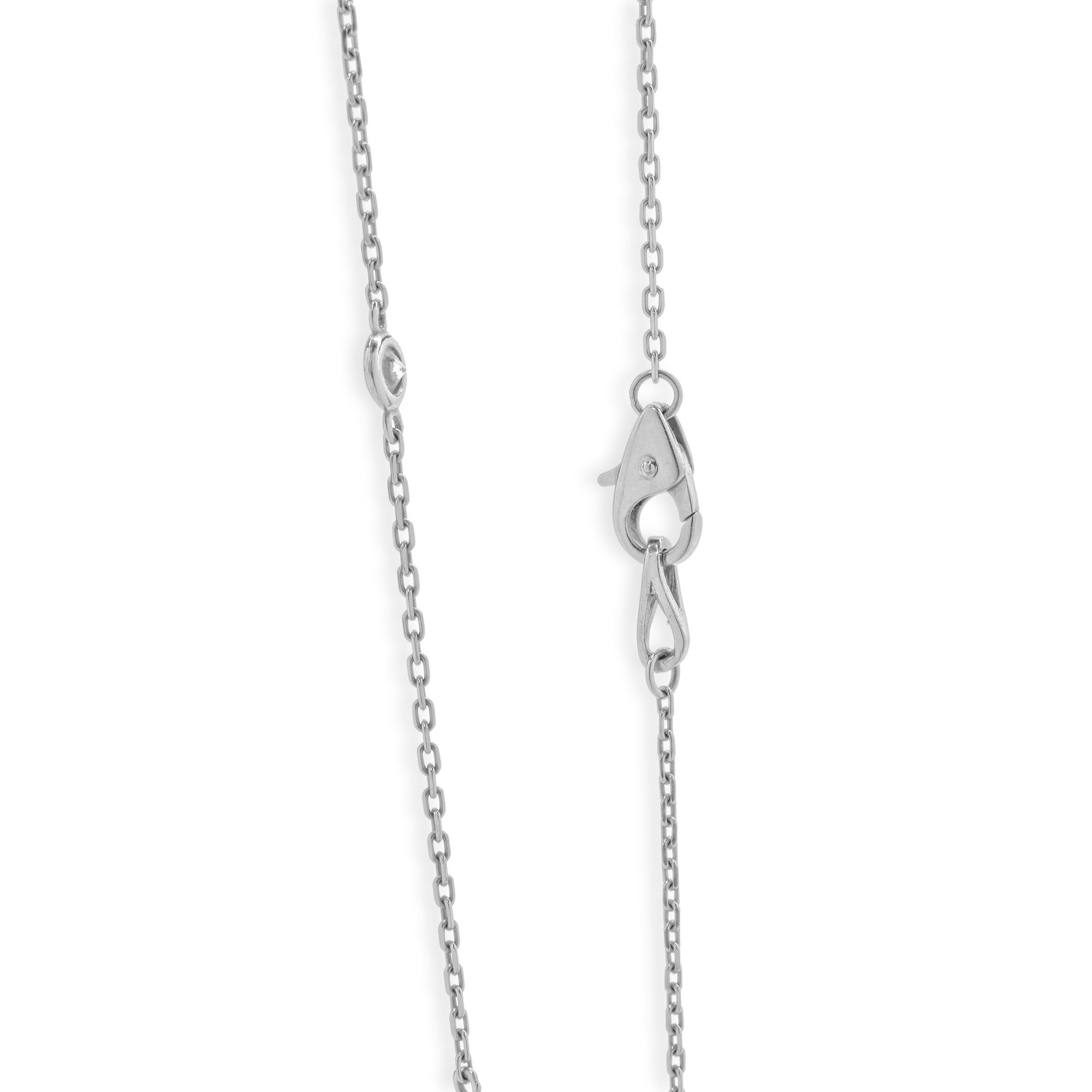 Round Cut 14 Karat White Gold Diamonds by The Yard Necklace For Sale