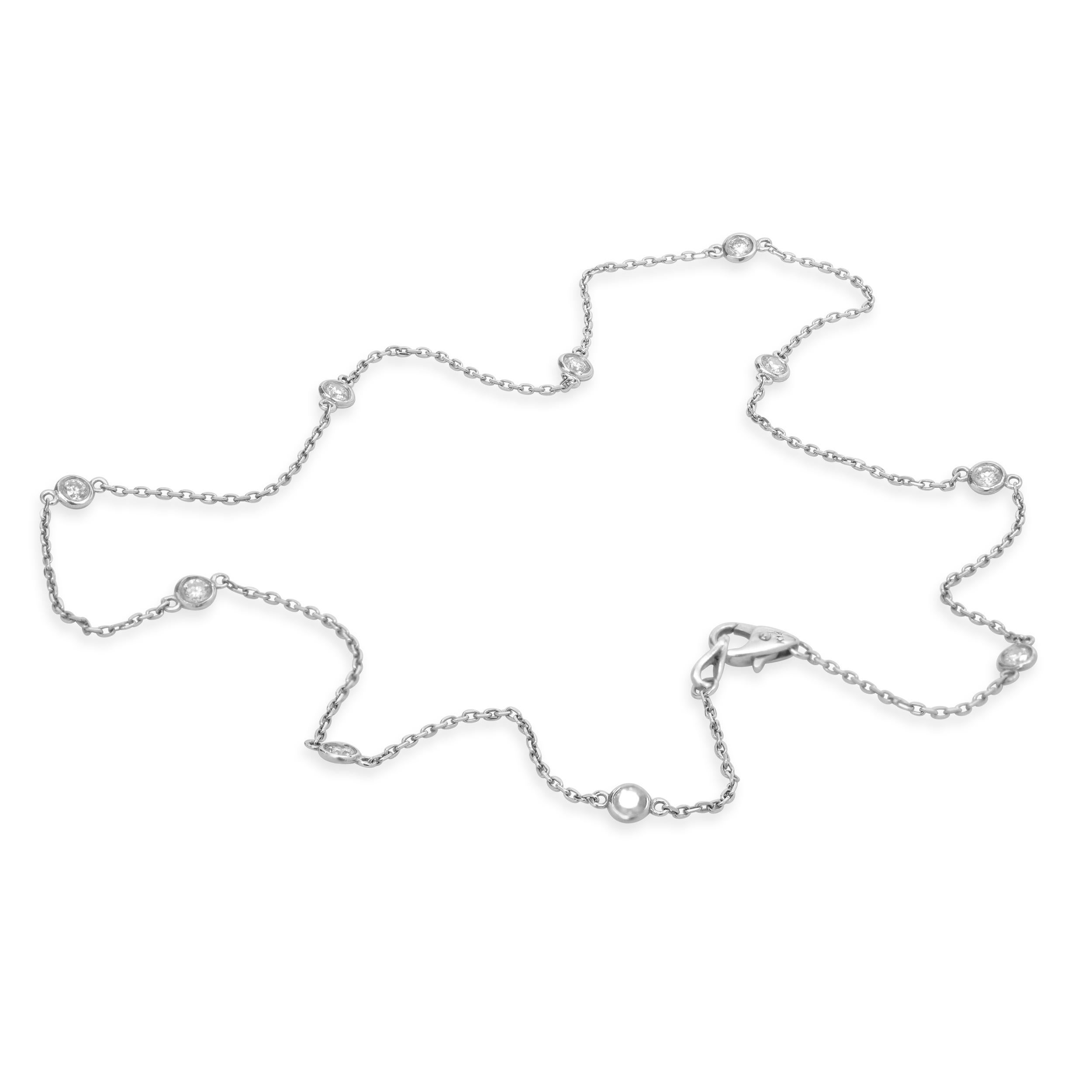 14 Karat White Gold Diamonds by The Yard Necklace In Excellent Condition For Sale In Scottsdale, AZ