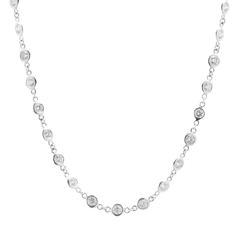 Sapphire Diamond by the Yard White Gold Chain Necklace For Sale at ...