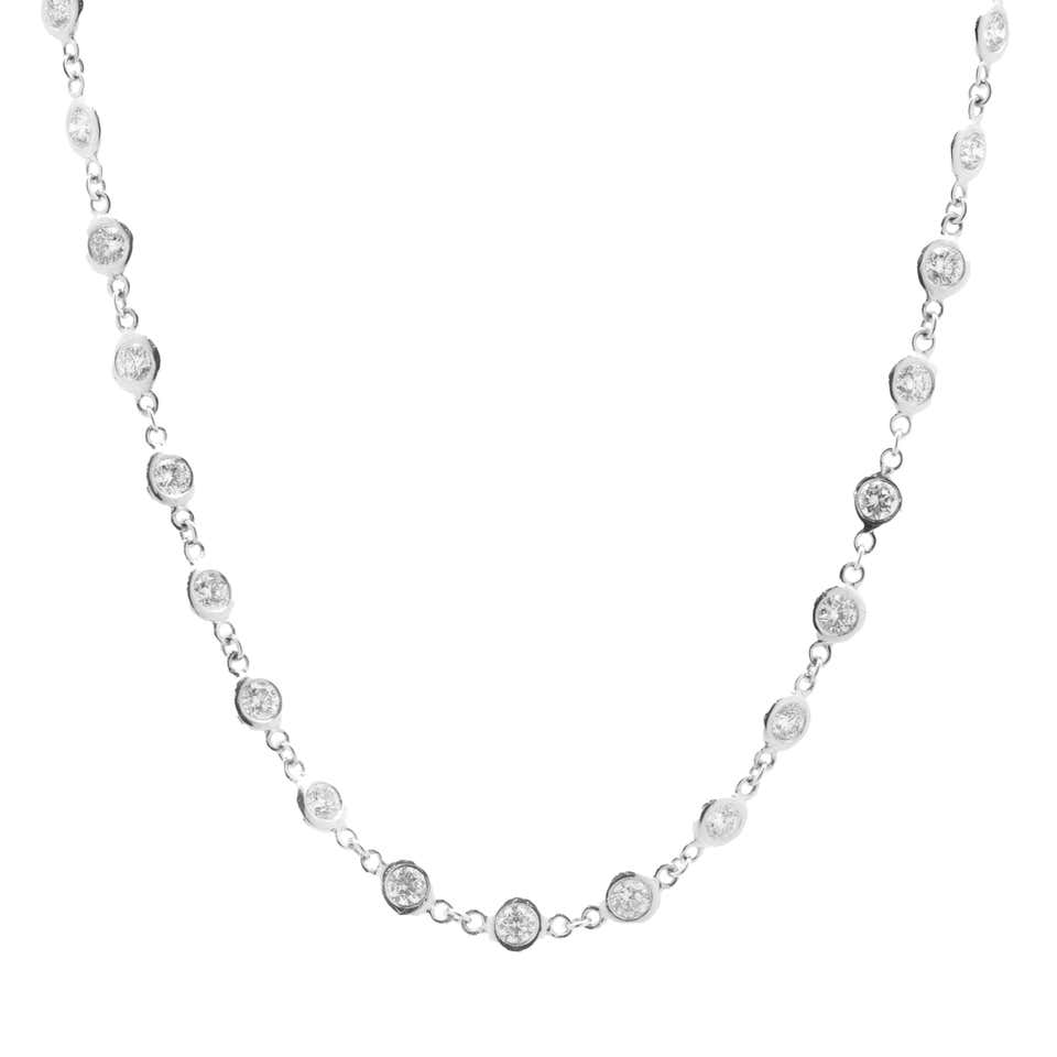 Sapphire Diamond by the Yard White Gold Chain Necklace For Sale at ...