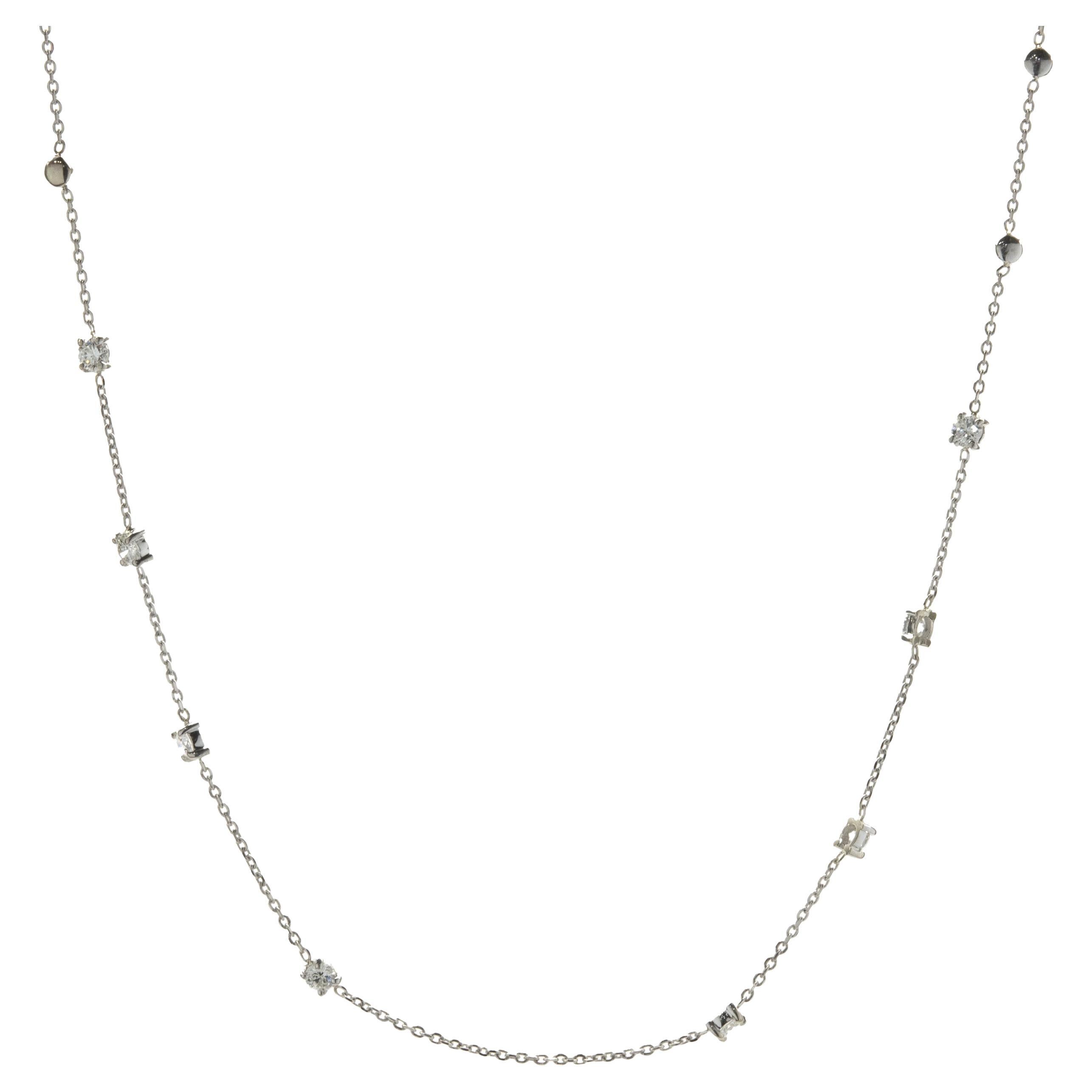 14 Karat White Gold Diamonds by The Yard Necklace For Sale