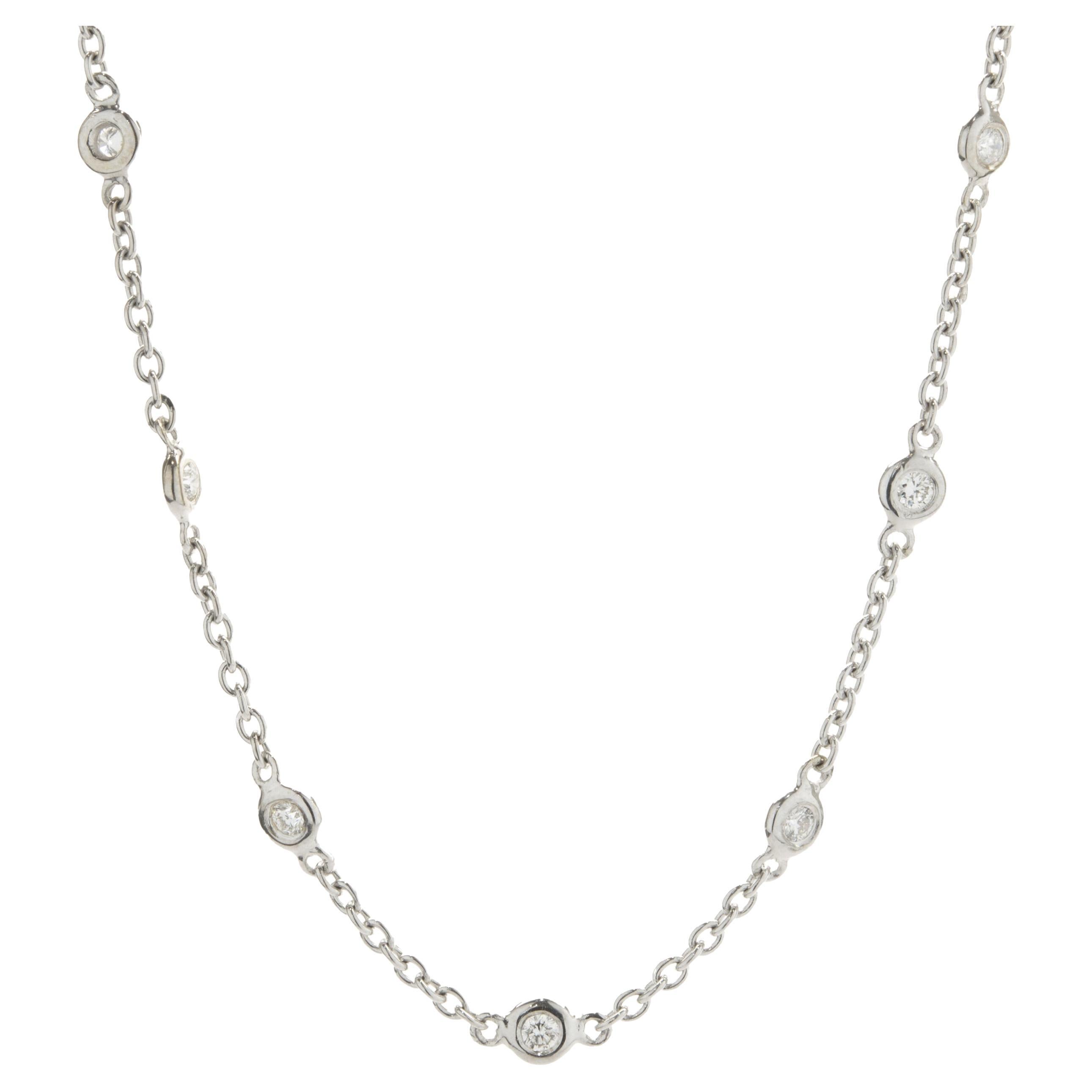 14 Karat White Gold Diamond by the Yard Necklace For Sale at 1stDibs
