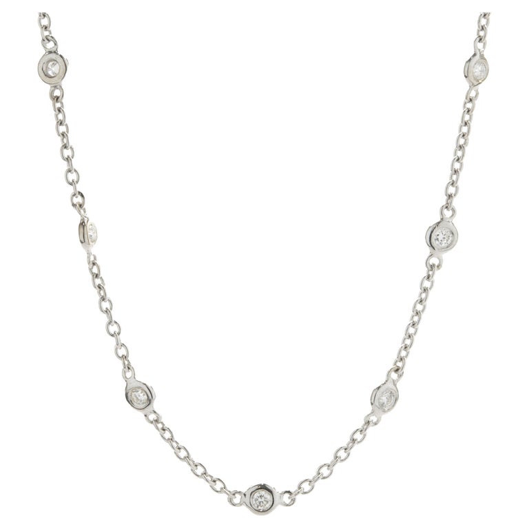 14 Karat White Gold Diamonds by The Yard Necklace For Sale at 1stDibs