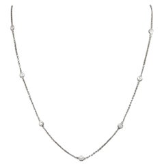 14 Karat White Gold Diamonds by the Yard Necklace with .70pts