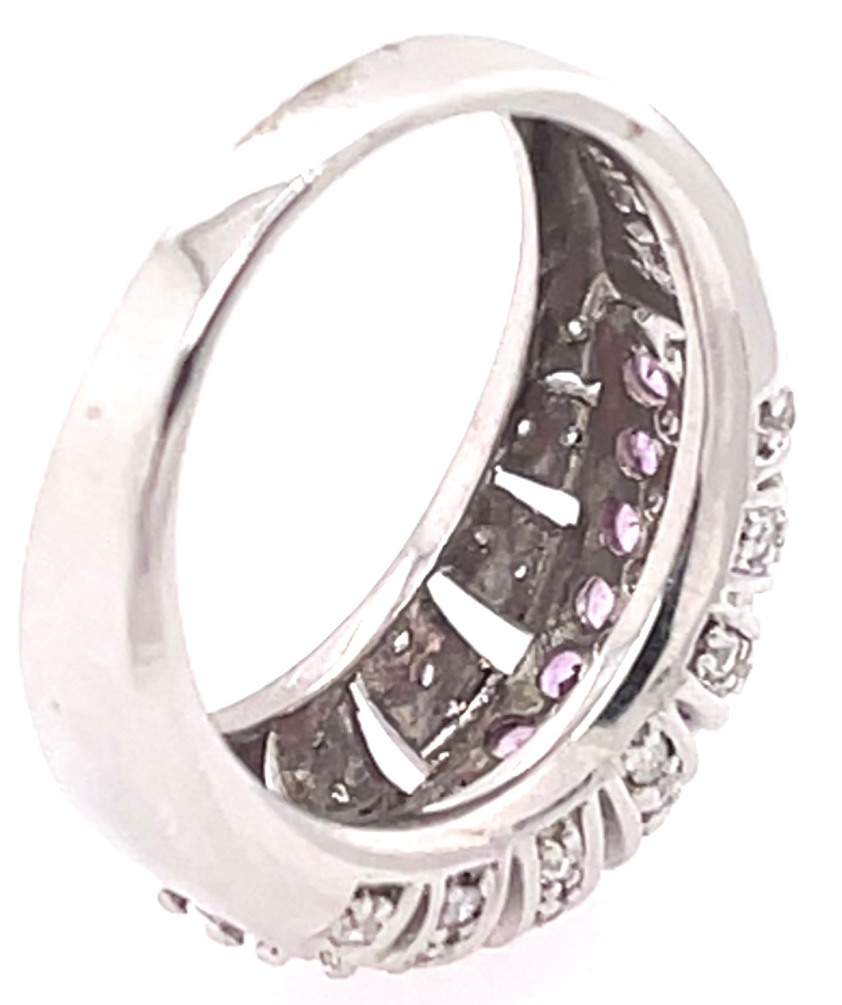 14 Karat White Gold Dome Ring with Pink Sapphires and Diamonds For Sale 5