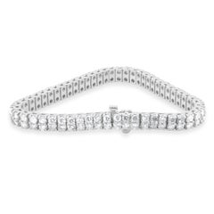 14 Karat White Gold Double Row Diamond Inline Tennis Bracelet