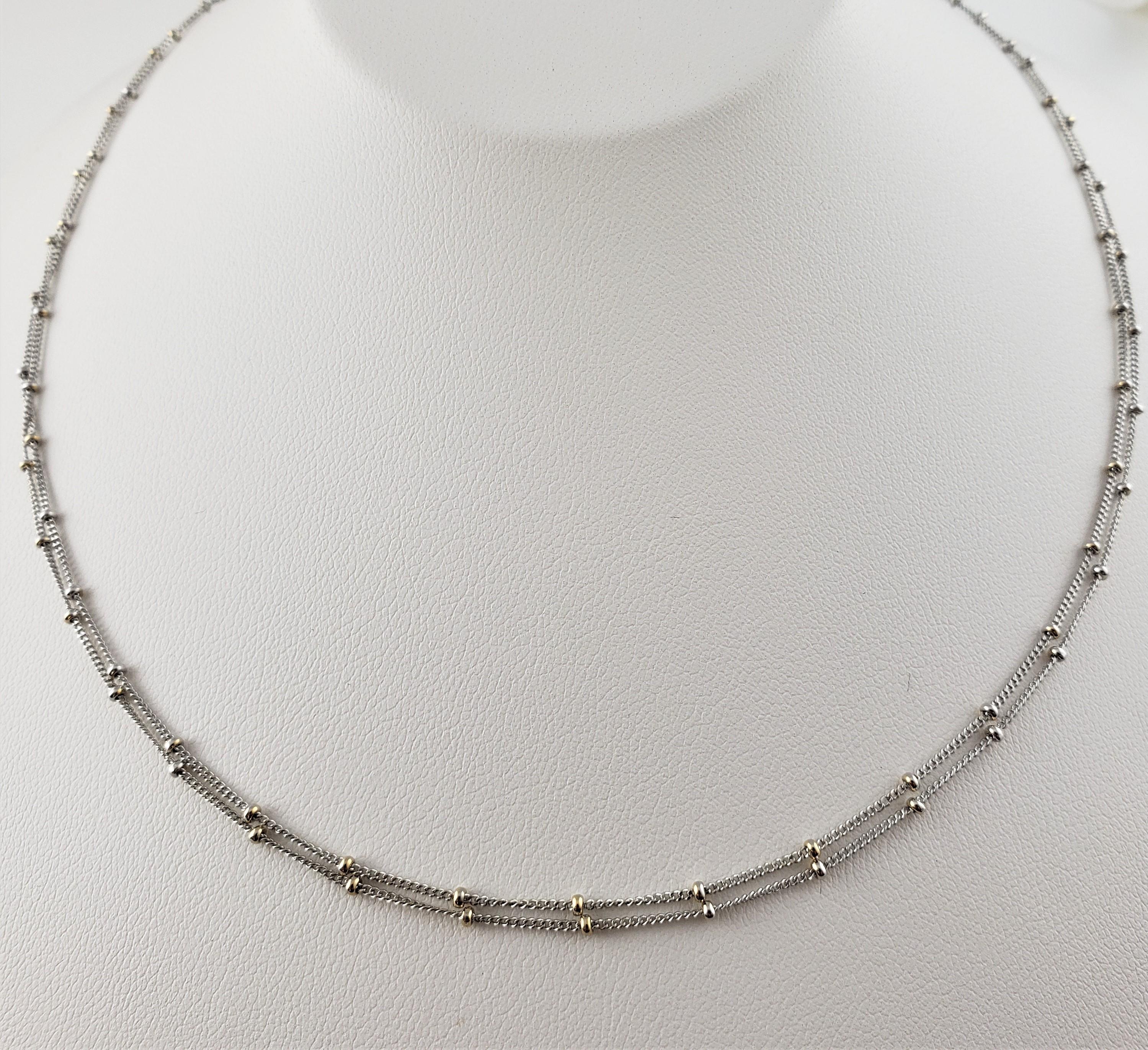 14 Karat White Gold Double Strand Necklace In Good Condition In Washington Depot, CT