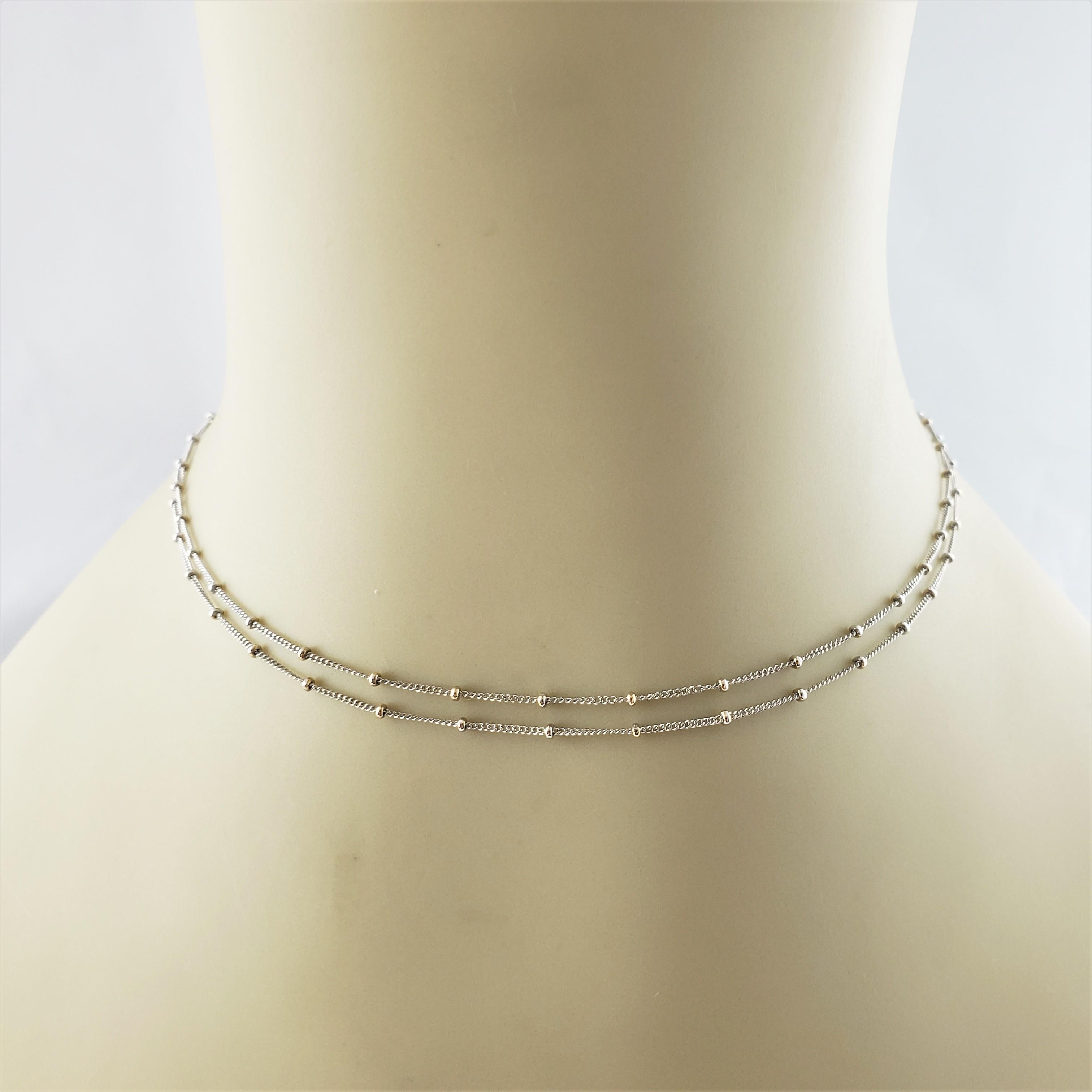 Women's or Men's 14 Karat White Gold Double Strand Necklace