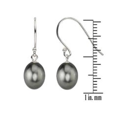 14 Karat White Gold Drop Black Tahitian Cultured Pearls Hook Earrings