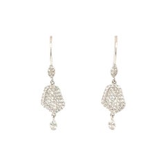14 Karat White Gold Drop Earrings with Pave Diamonds