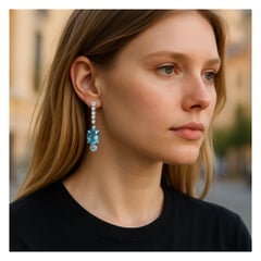 Paar Ohrringe aus 14 Karat Weißgold mit natürlichen Santa Maria-Aquamarinen und Diamanten