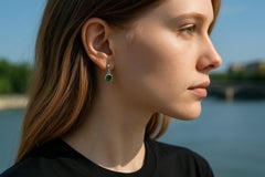 Orecchini in oro bianco 14 carati con gocce di smeraldo ovale e diamante marquise